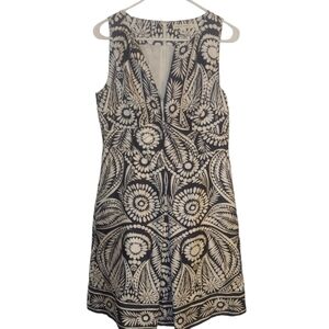 Banana Republic Silk Dress EUC Size 8 Fully Lined B & W Patterned